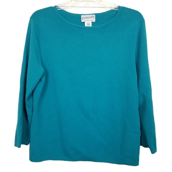 Pendleton Tops - Pendleton Teal Long Sleeve Rayon Blouse Large